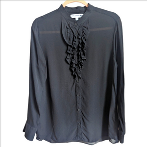 UNIQLO X INES DE LA FRESSANGE Black Parisian Feminine Chic Silk Blouse Large